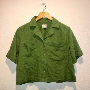 Universal Thread Green Linen Button-Down Shirt Sz Xs